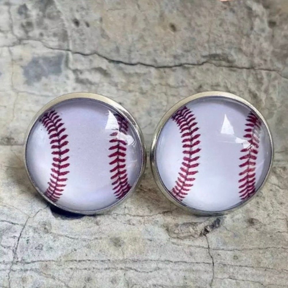 Hit a Style Home Run with Baseball Cabochon Stud Earrings! ⚾️ NWT Sports Studs